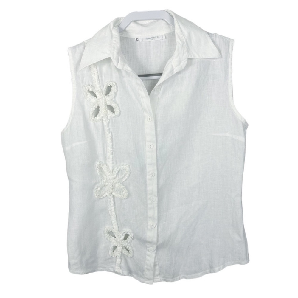 Rayure Paris White Linen Sleeveless Shirt